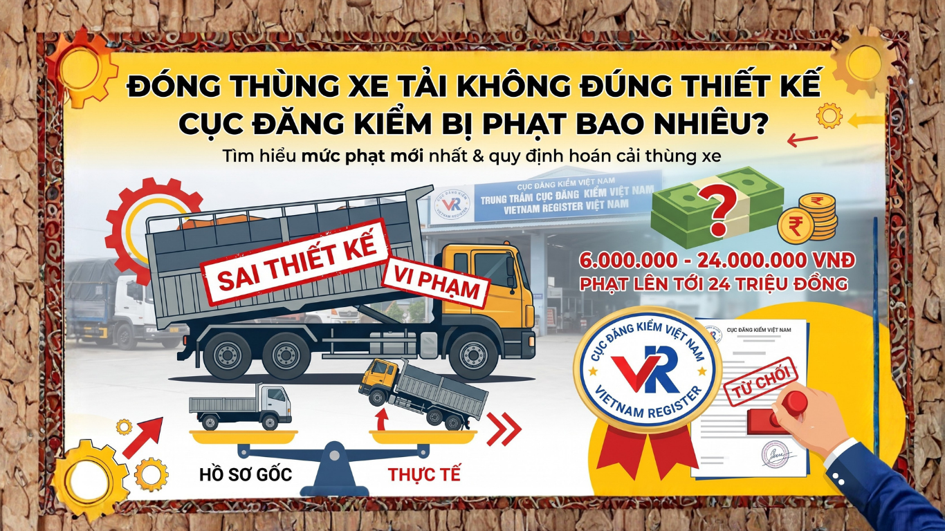 ĐÓNG THÙNG XE TẢI KHÔNG ĐÚNG THIẾT KẾ CỤC ĐĂNG KIỂM BỊ PHẠT BAO NHIÊU TIỀN? CẨM NANG PHÁP LÝ & CƠ KHÍ THỰC CHIẾN